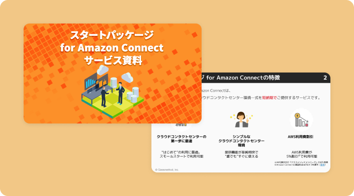 資料請求「スタートパッケージ for Amazon Connectサービス資料」のイメージ画像