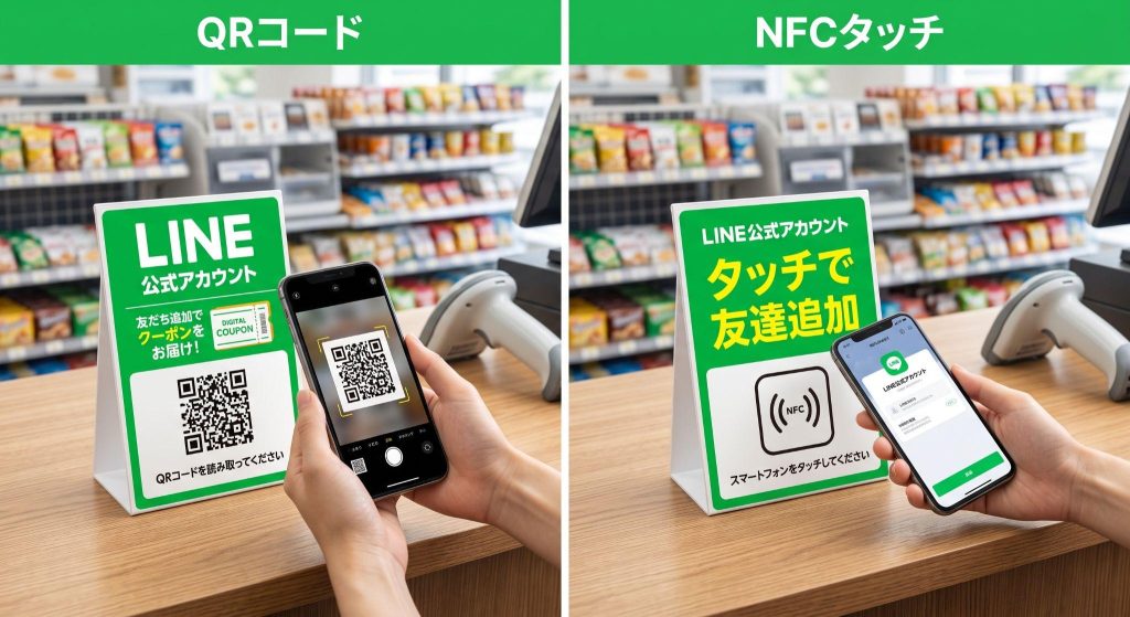 QRコードNFCタッチ